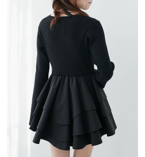  「ニットドッキングティアードミニワンピ」|ワンピース|