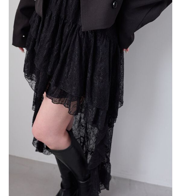  「アシメレースミニスカパン」|スカート|
