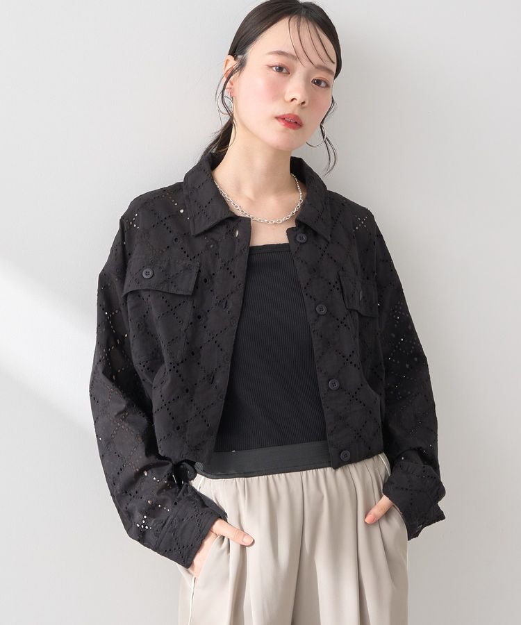 earth music&ecology「レースブルゾン」|ブルゾン・スタジャン|Black