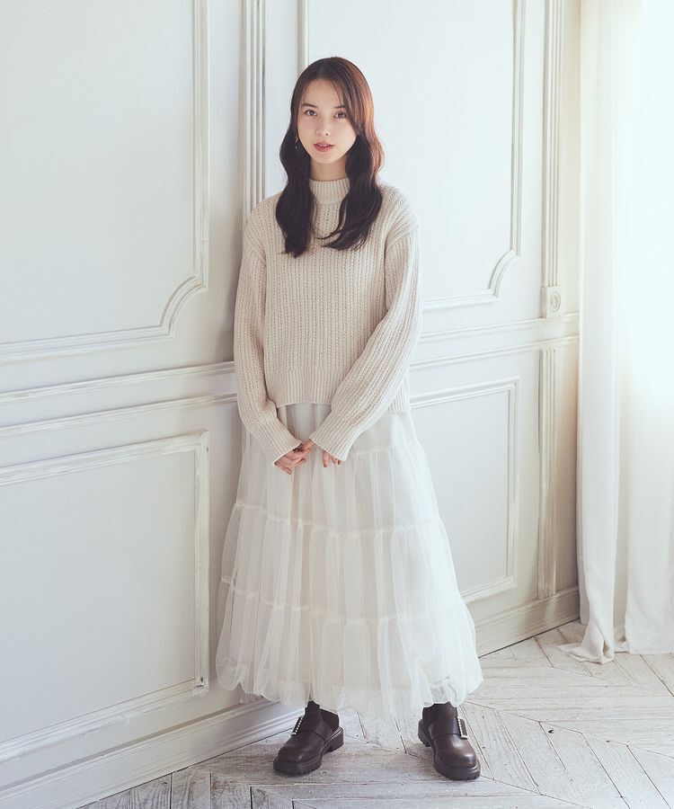 earth music&ecology「透かしベロアモールプルオーバー」|ニット・セーター|