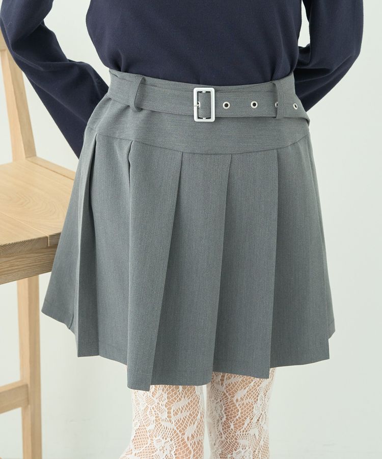 earth music&ecology「ベルト付きプリーツミニスカート」|スカート|