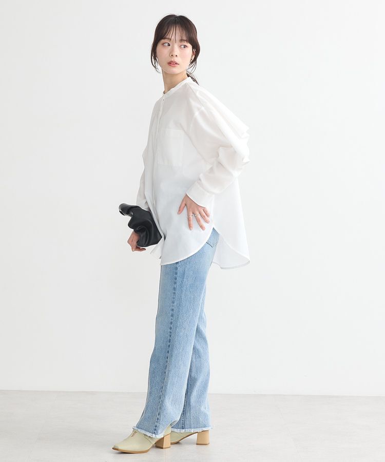 earth music&ecology「フロントシームセミフレアデニムパンツ」|デニム|