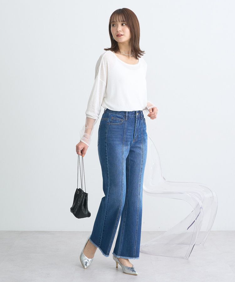 earth music&ecology「フロントシームセミフレアデニムパンツ」|デニム|