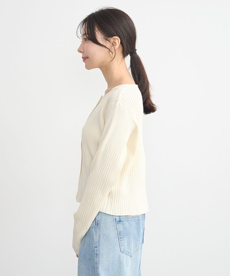 earth music&ecology「シルバープチ釦リブニットカーディガン」|カーディガン|