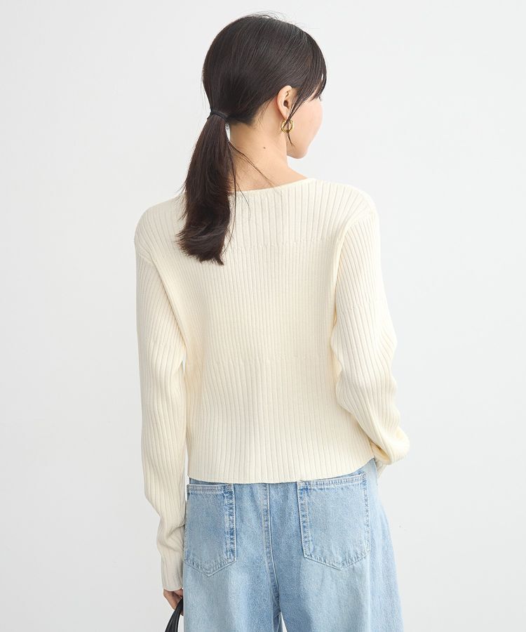 earth music&ecology「シルバープチ釦リブニットカーディガン」|カーディガン|