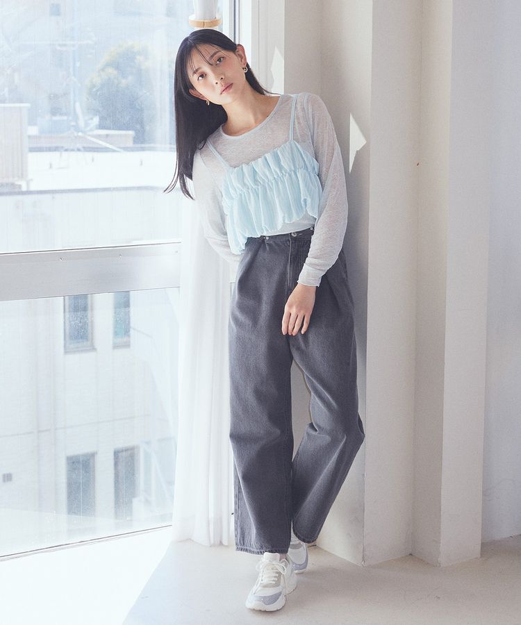 earth music&ecology「タックホックデニムパンツ」|デニム|