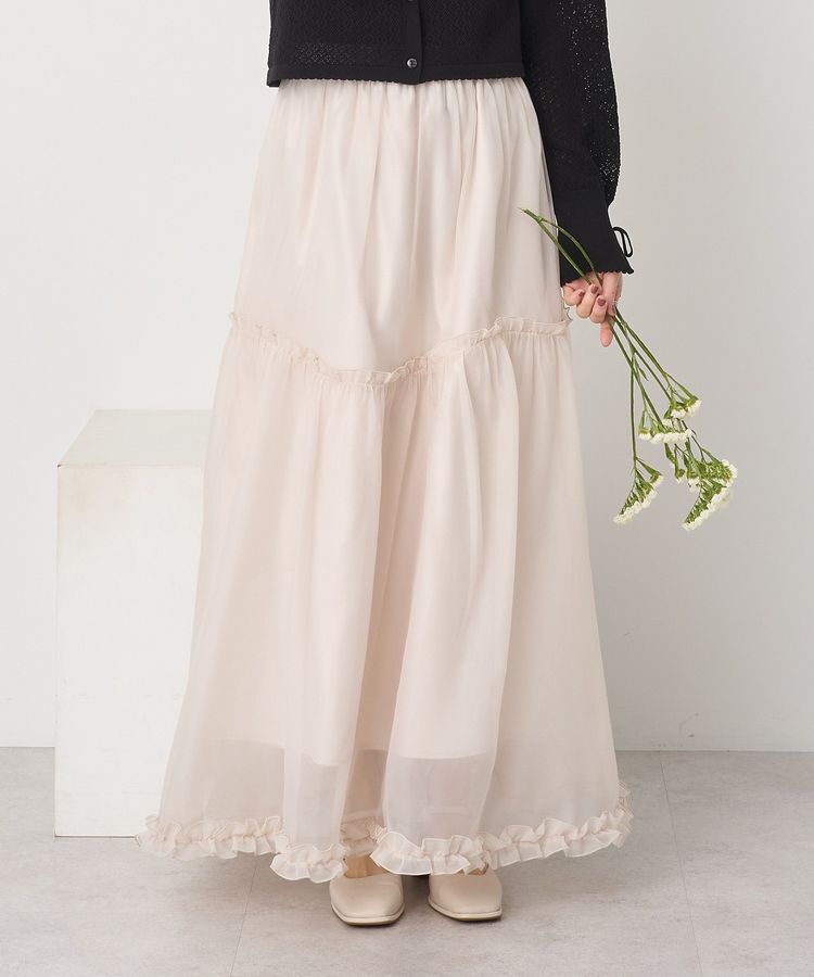 earth music&ecology「オーガンジーフリルヘムスカート」|フレア|