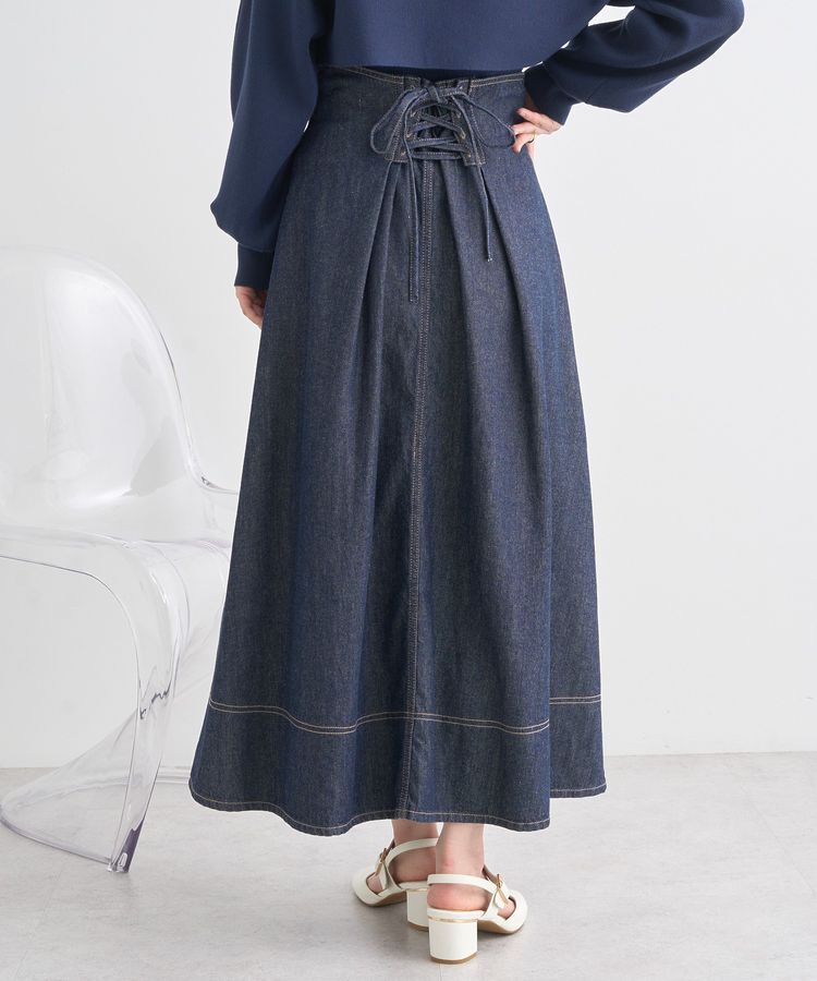 earth music&ecology「フロントZIPデニムスカート」|フレア|Indigo