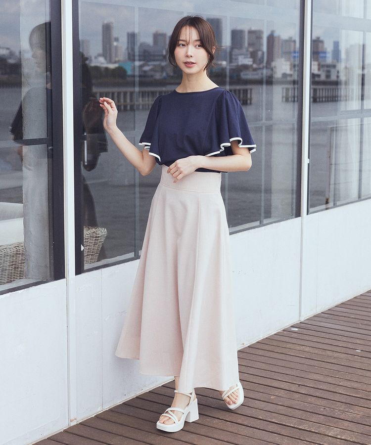 earth music&ecology「パイピングフレアスリーブカットソー」|Tシャツ・カットソー|