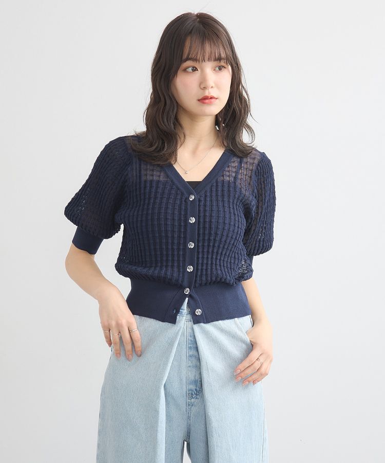 earth music&ecology「シアーチェックカーディガン」|カーディガン|