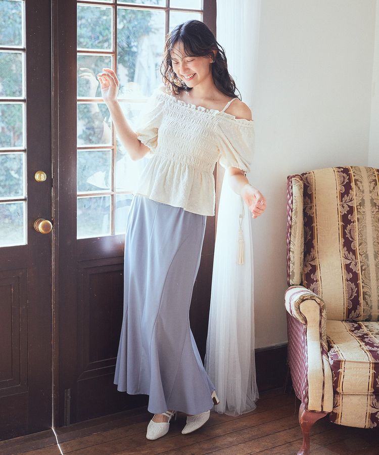 earth music&ecology「2wayオフショルジャガードブラウス」|シャツ・ブラウス|