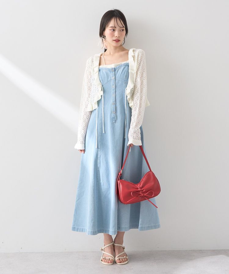 earth music&ecology「フロントボタンデニムキャミドレ」|ワンピース|