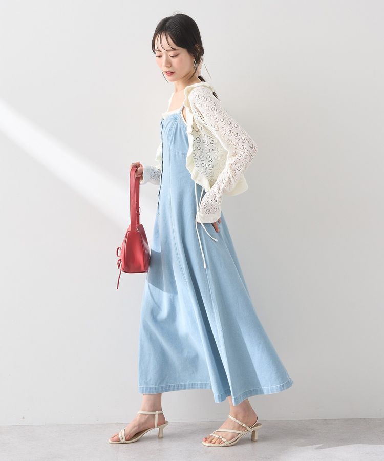 earth music&ecology「フロントボタンデニムキャミドレ」|ワンピース|