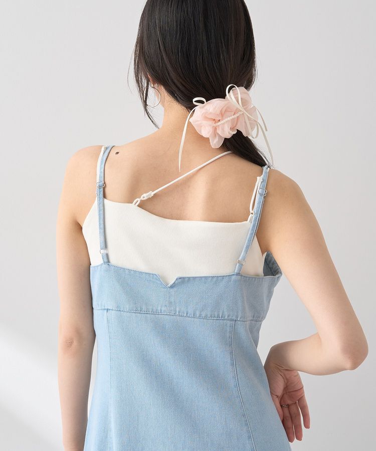 earth music&ecology「フロントボタンデニムキャミドレ」|ワンピース|