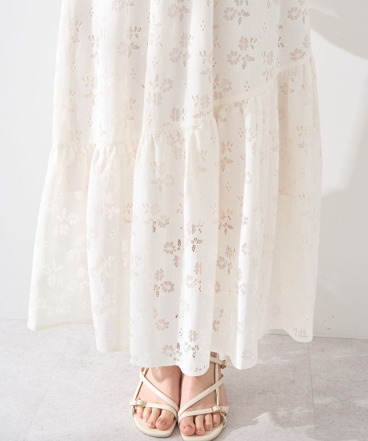 earth music&ecology「透かし花柄フレアスカート」|フレア|