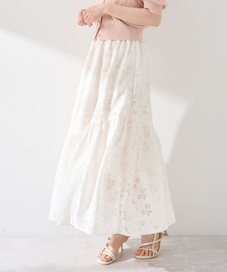 earth music&ecology「透かし花柄フレアスカート」|フレア|