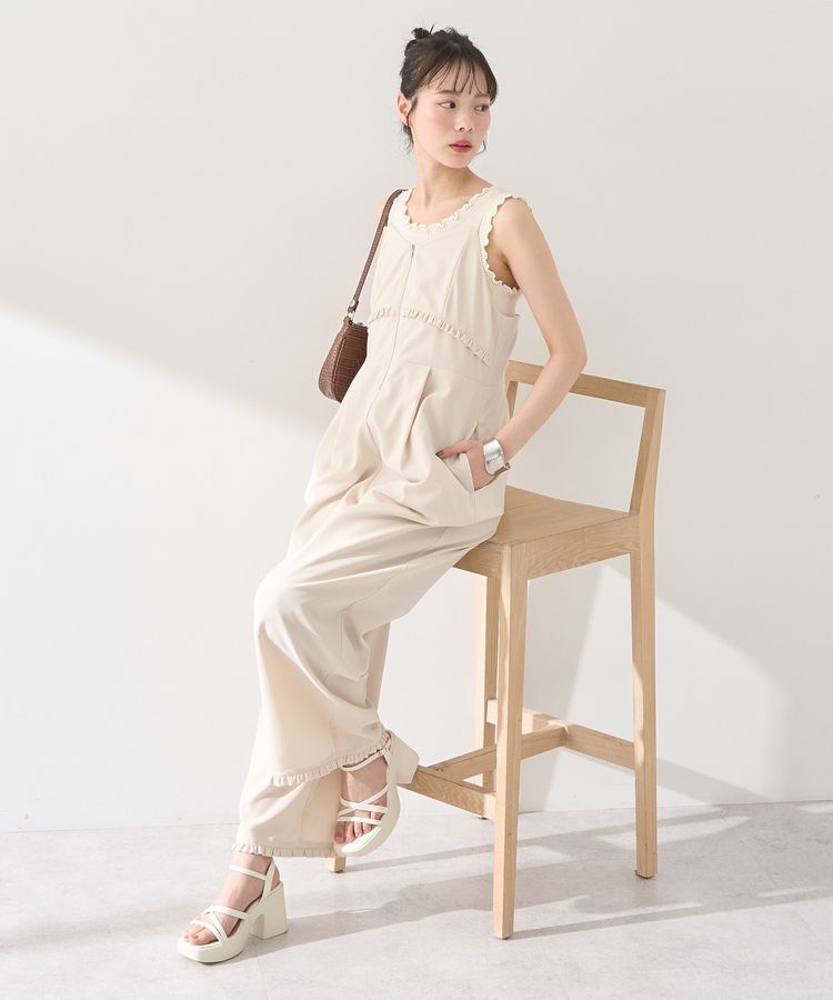 earth music&ecology「ミニフリルフロントジップロンパース」|オールインワン|