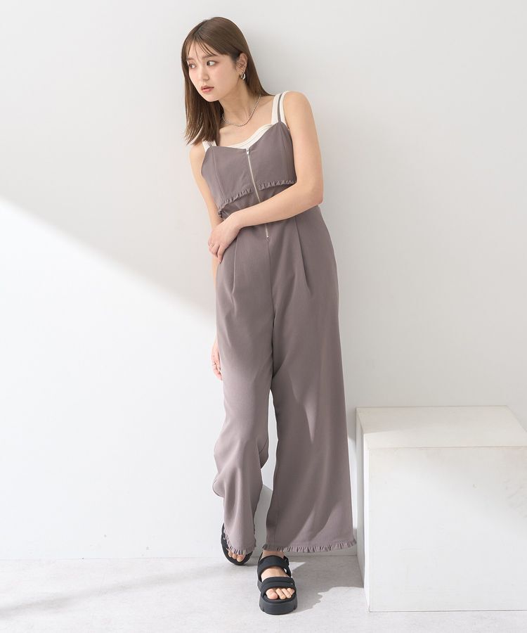 earth music&ecology「ミニフリルフロントジップロンパース」|オールインワン|