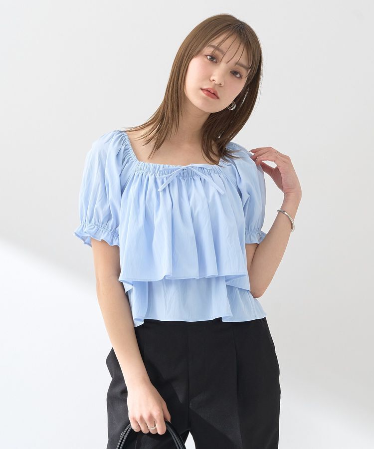 earth music&ecology「スクエアフロントリボンブラウス」|シャツ・ブラウス|