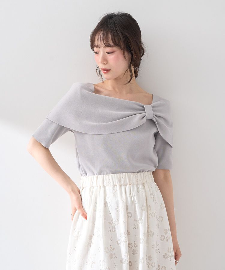 earth music&ecology「リボン半袖ニットプルオーバー」|ニット・セーター|