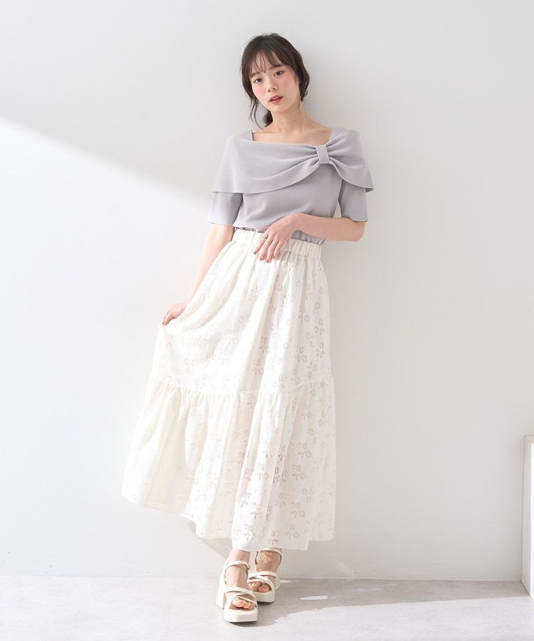 earth music&ecology「リボン半袖ニットプルオーバー」|ニット・セーター|