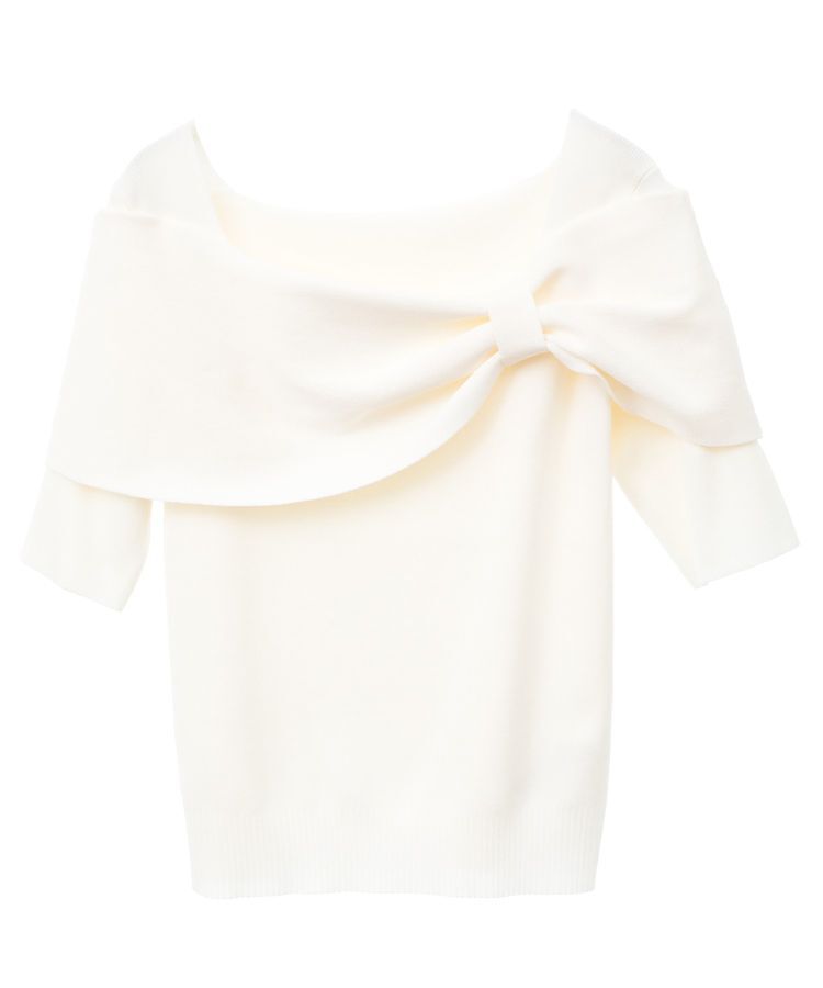 earth music&ecology「リボン半袖ニットプルオーバー」|ニット・セーター|