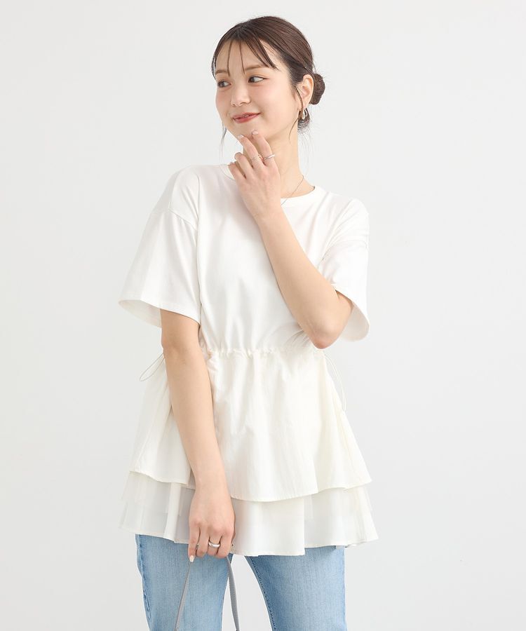 earth music&ecology「異素材ドッキングドロストチュニック」|チュニック|