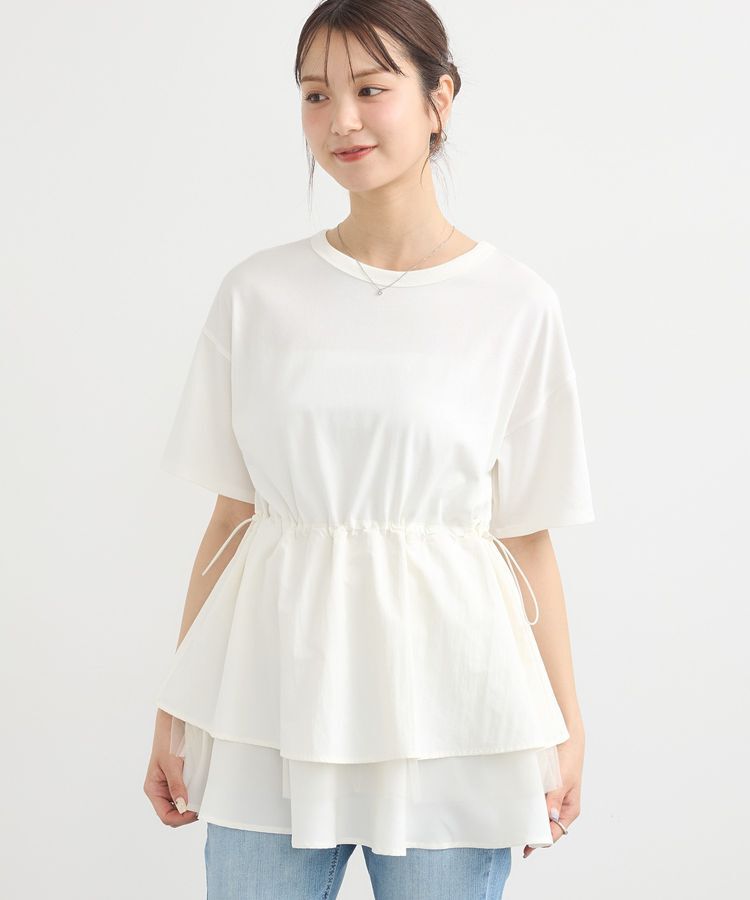 earth music&ecology「異素材ドッキングドロストチュニック」|チュニック|