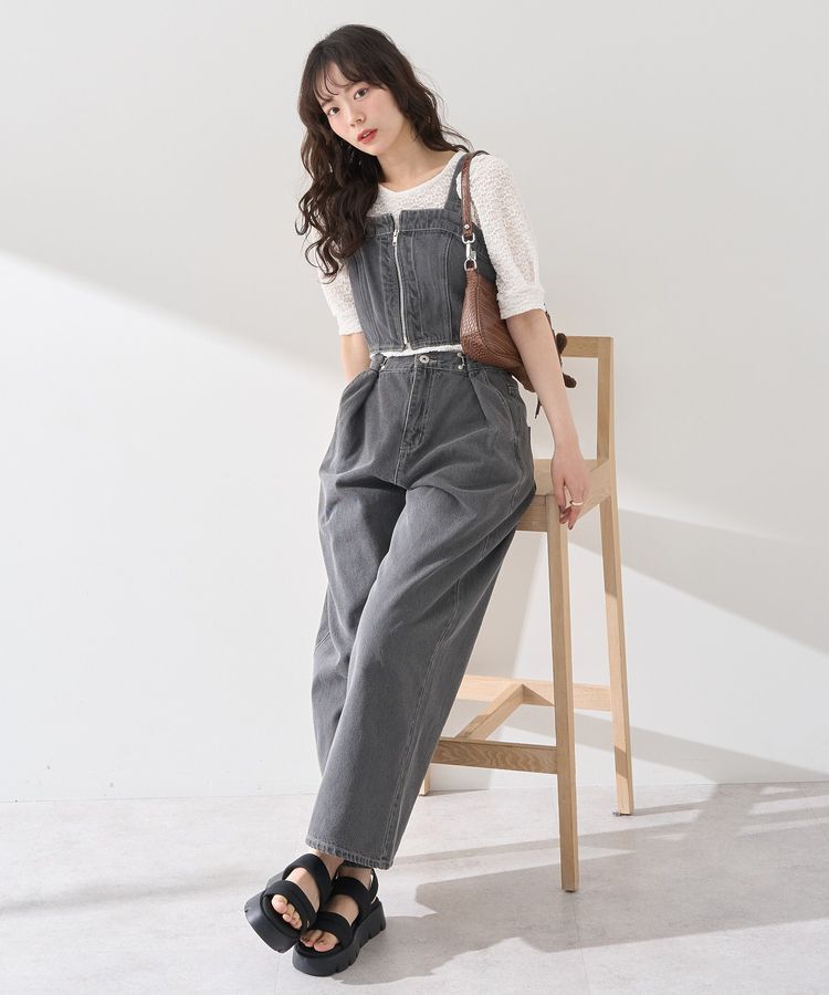 earth music&ecology「フロントジップデニムビスチェ」|ベスト・ジレ|