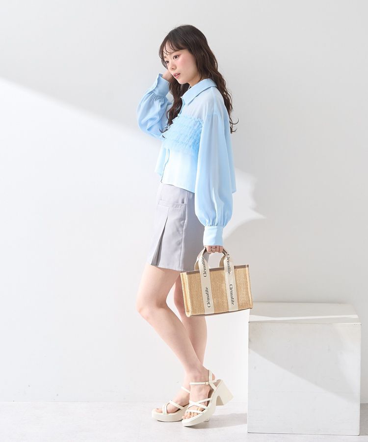 earth music&ecology「フロントチュールフリルクロップドシャツ」|シャツ・ブラウス|