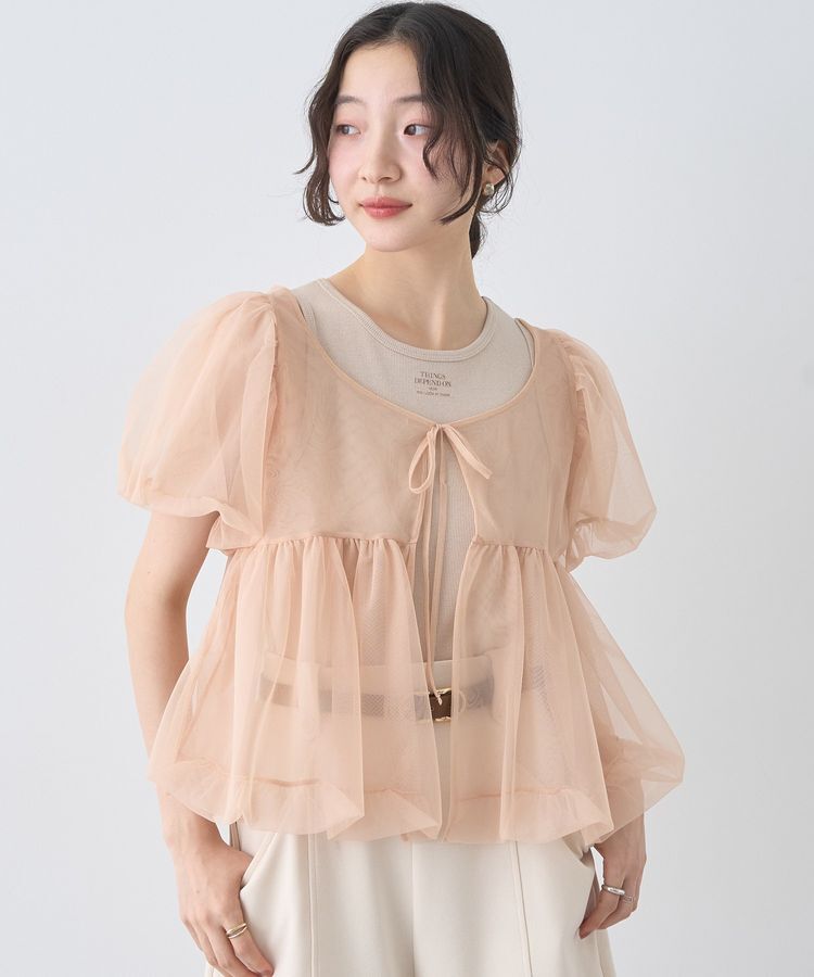 earth music&ecology「SET2点チュールバルーンブラウス＋ロゴタンク」|シャツ・ブラウス|