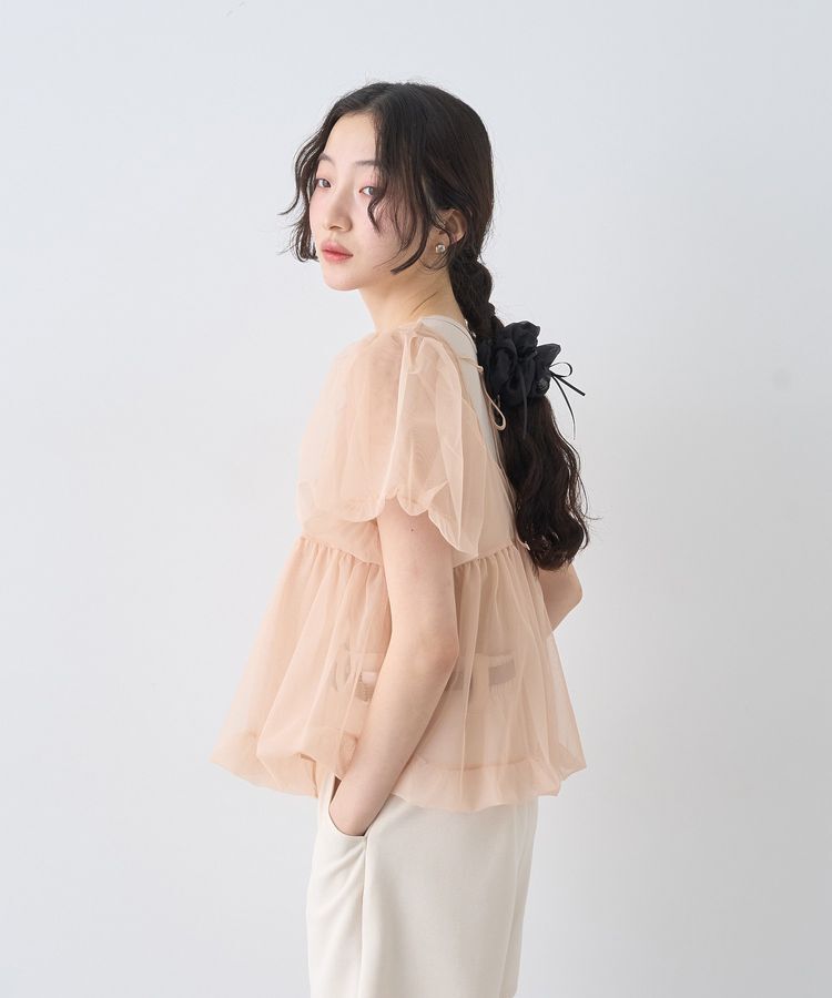 earth music&ecology「SET2点チュールバルーンブラウス＋ロゴタンク」|シャツ・ブラウス|