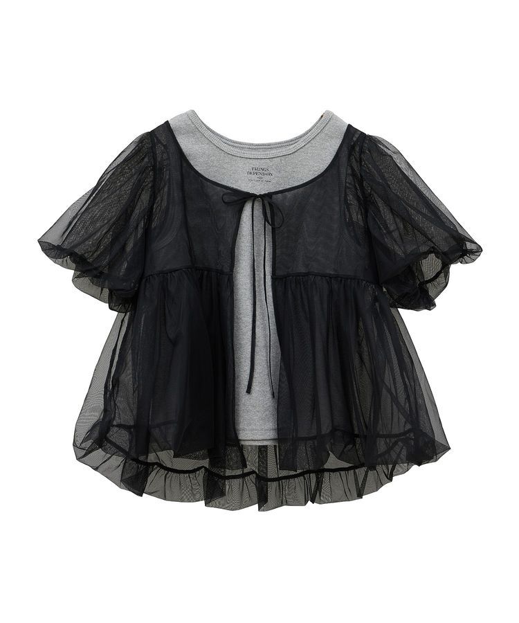 earth music&ecology「SET2点チュールバルーンブラウス＋ロゴタンク」|シャツ・ブラウス|