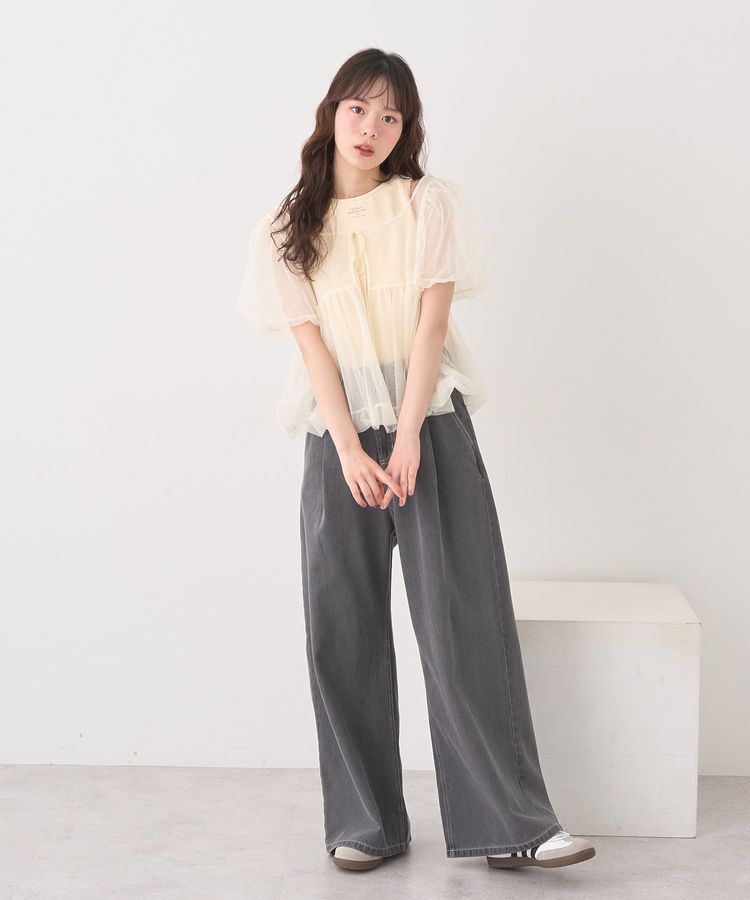 earth music&ecology「SET2点チュールバルーンブラウス＋ロゴタンク」|シャツ・ブラウス|