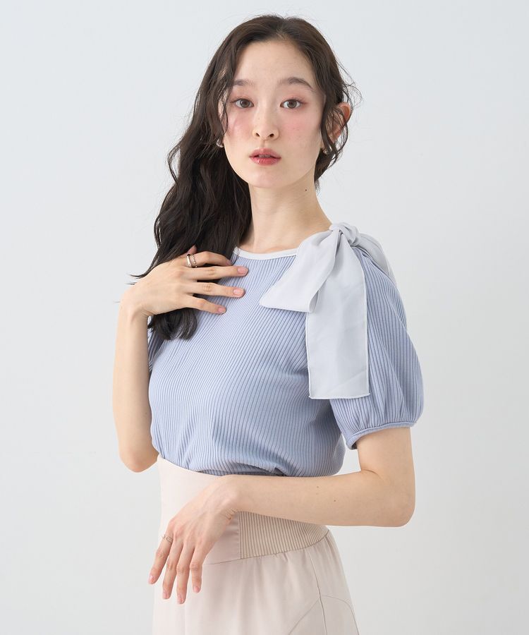 earth music&ecology「アシメ肩リボンカットソー」|Tシャツ・カットソー|