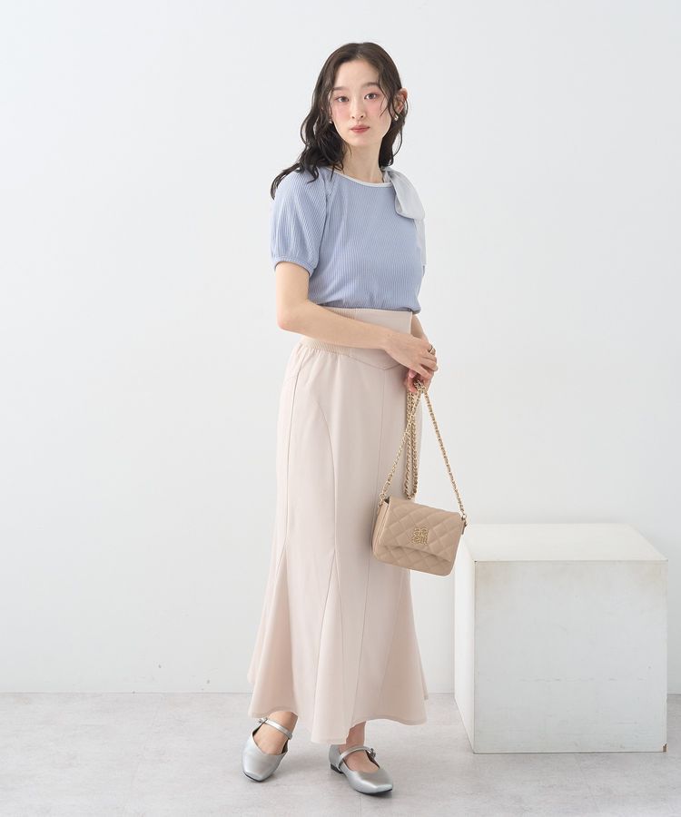 earth music&ecology「アシメ肩リボンカットソー」|Tシャツ・カットソー|