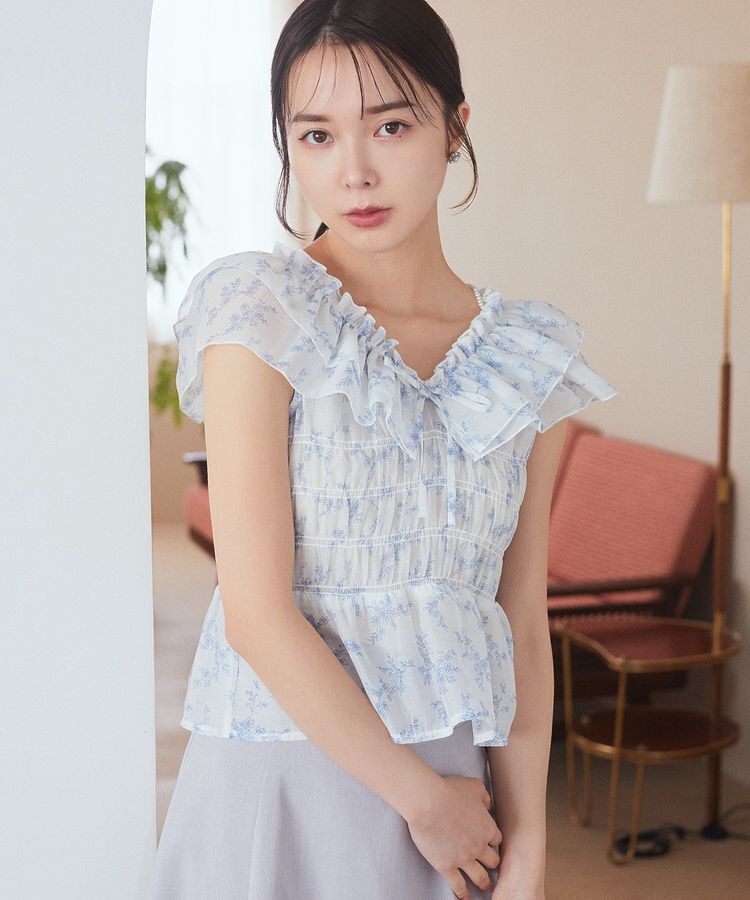 earth music&ecology「ダブルフリルノースリブラウス」|シャツ・ブラウス|