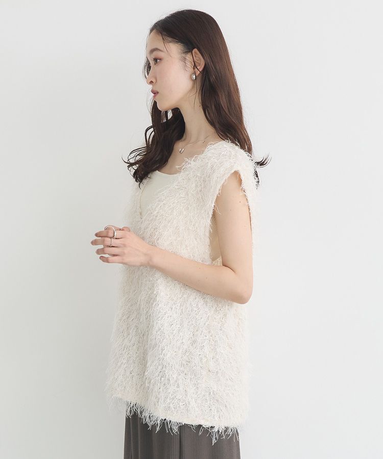 earth music&ecology「ふさふさベスト」|ベスト・ジレ|