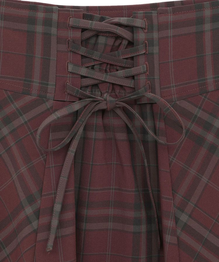 earth music&ecology「バックレースアップチェックスカート」|フレア|
