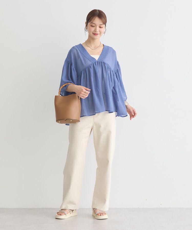 earth music&ecology「Vネックギャザーブラウス」|シャツ・ブラウス|
