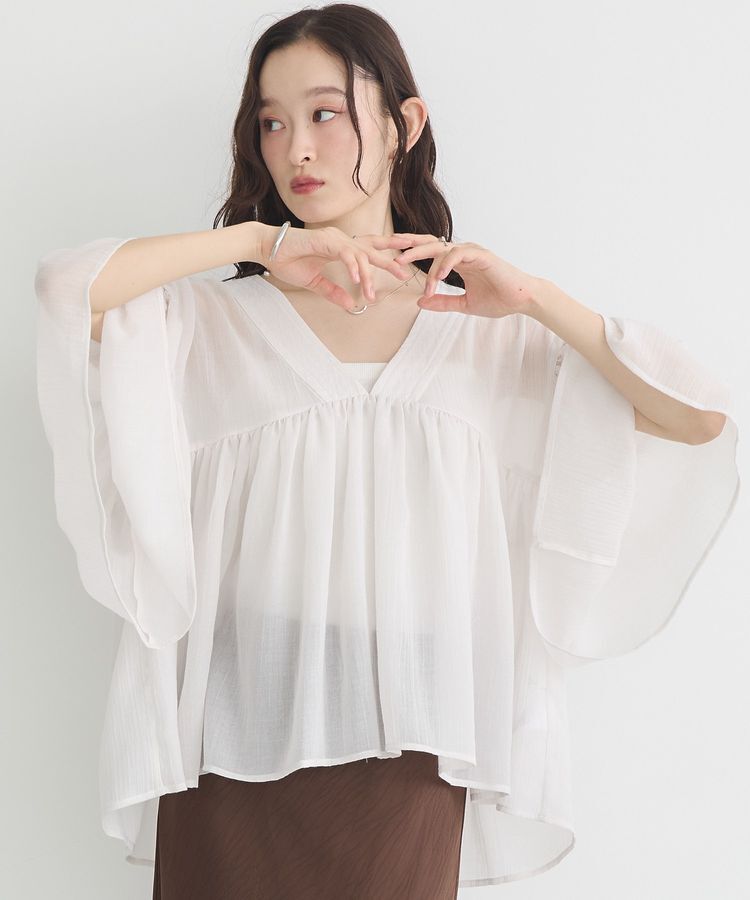 earth music&ecology「Vネックギャザーブラウス」|シャツ・ブラウス|