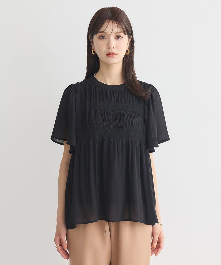 earth music&ecology「マジョリカプリーツ半袖ブラウス」|シャツ・ブラウス|