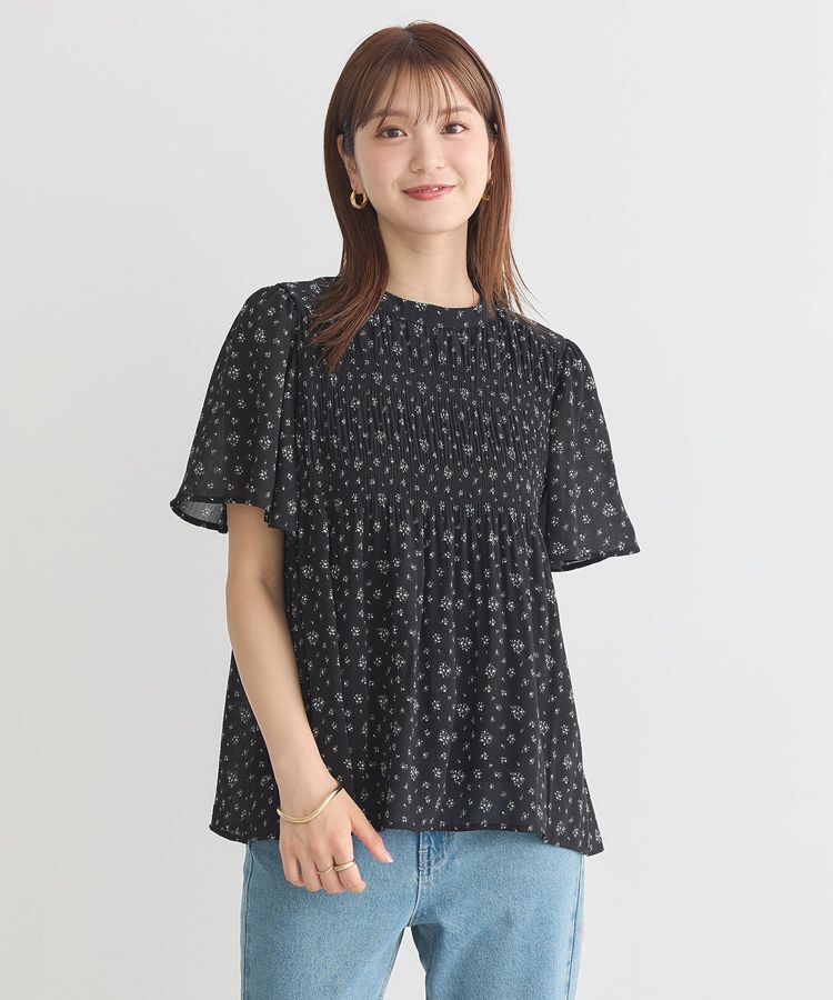 earth music&ecology「マジョリカプリーツ半袖ブラウス」|シャツ・ブラウス|