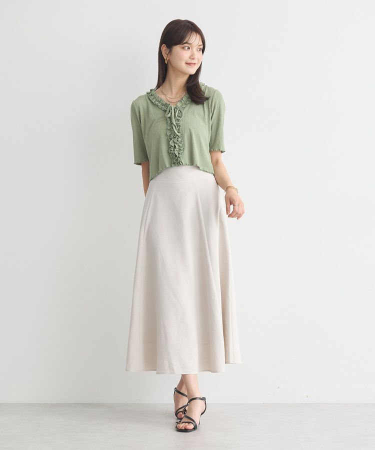 earth music&ecology「フリルカットリブカーディガン」|Tシャツ・カットソー|