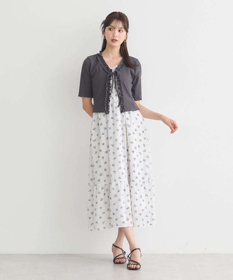 earth music&ecology「フリルカットリブカーディガン」|Tシャツ・カットソー|