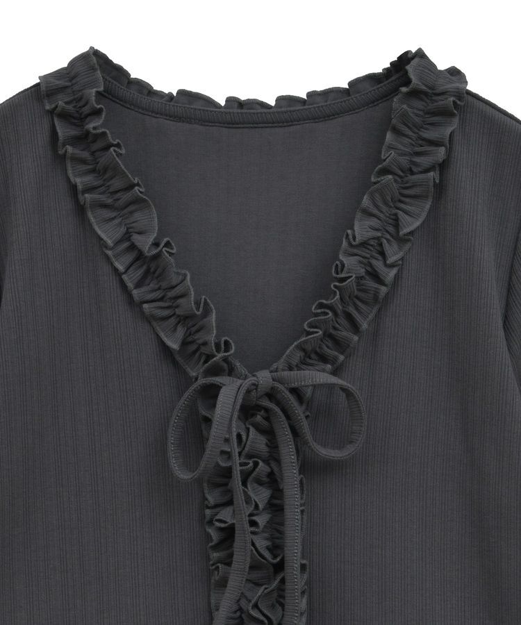 earth music&ecology「フリルカットリブカーディガン」|Tシャツ・カットソー|