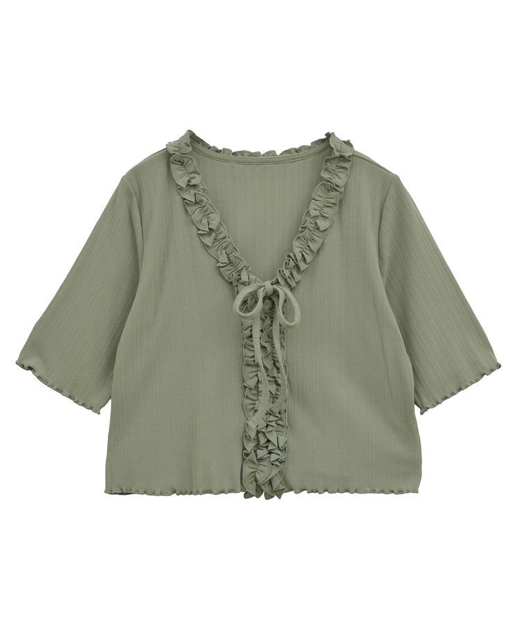 earth music&ecology「フリルカットリブカーディガン」|Tシャツ・カットソー|