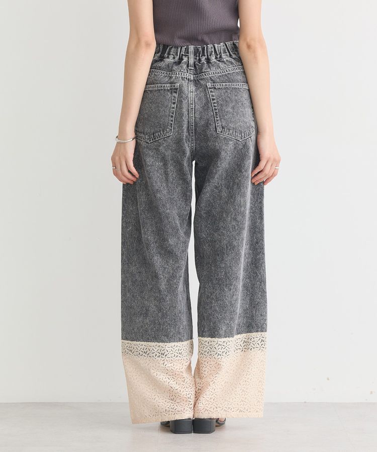earth music&ecology「裾レースデニムパンツ」|デニム|