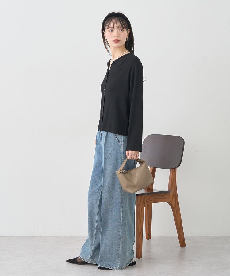 earth music&ecology「襟付きニットカーディガン」|カーディガン|