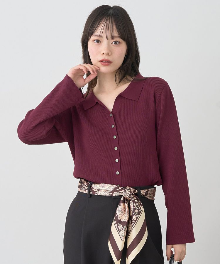 earth music&ecology「襟付きニットカーディガン」|カーディガン|